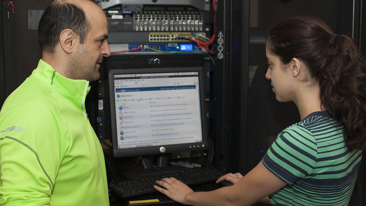 A researcher at work in a federal computing center